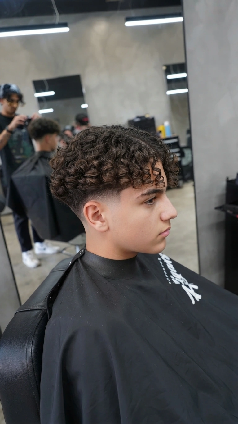 Sharp, modern middle part with faded sides